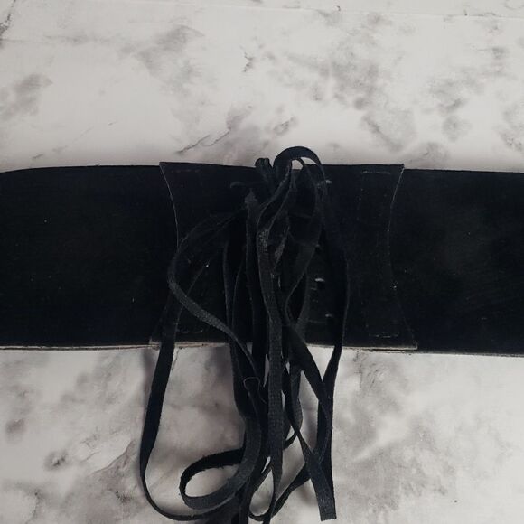 Black Faux Suede Bohemian Style Belt‎ main image 4